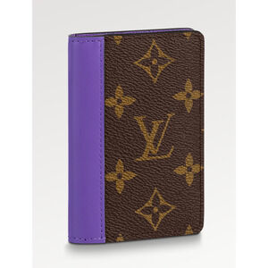 Louis Vuitton Brown Purple Monogram Macassar Canvas Logo Pocket Organizer Wallet